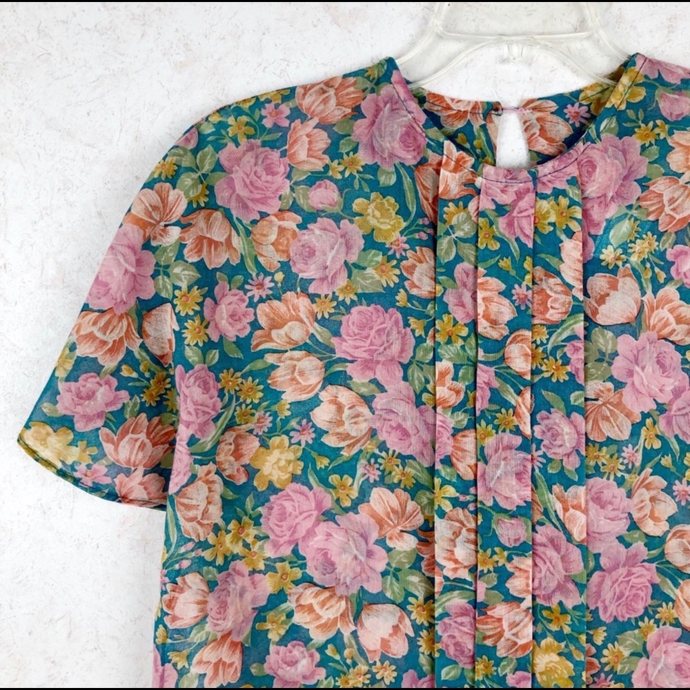 Vintage Pearlette Fashions sheer floral top